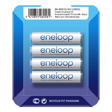 Panasonic Eneloop AAA 750 mAh Sliding Pack (4) BK-4MCCEC4LE
