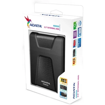 ADATA HD650 külső HDD 2TB USB 3.1 ütésálló - fekete