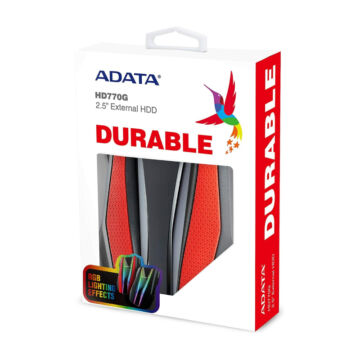AHD770G-1TU32G1-CRD Adata HD770G 1TB HDD 2,5&quot; Külső Merevlemez [USB 3.2 Gen 1] RGB Piros