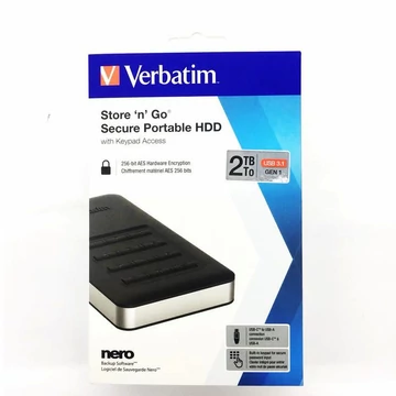 53403 Verbatim 2TB HDD 2,5&quot; Külső HDD AES 256 PIN kóddal [USB 3.0]