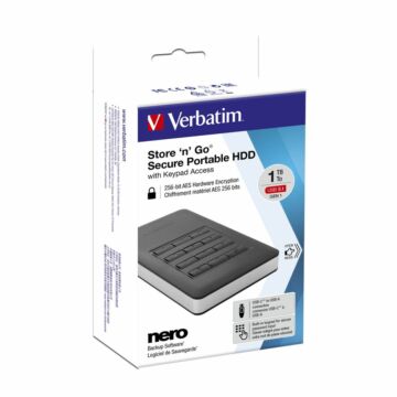 Verbatim Külső HDD 1TB USB-C AES 256 PIN Fekete