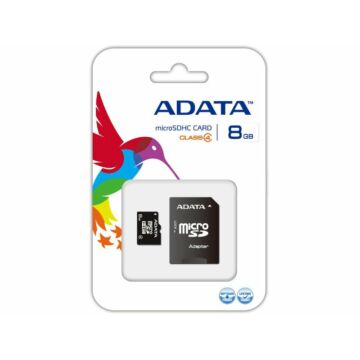 Adata 8GB Micro SDHC Memóriakártya Class 4 + Adapter (AUSDH8GCL4-RA1) - AUSDH8GCL4_RA1