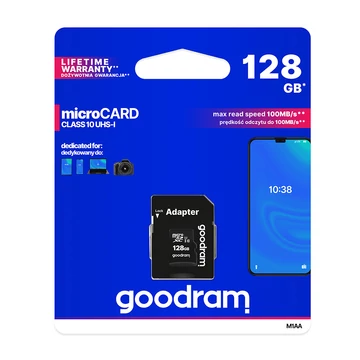 M1AA-1280R12 Goodram 128GB microSD memóriakártya UHS-I + Adapter (R12)