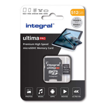 Integral 512GB Micro SDXC [100/80 MBps] U3 V30 A1 INMSDX512G-100/80V30