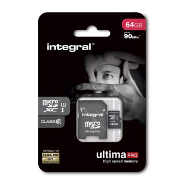 INTEGRAL ULTIMA PRO MICRO SDXC + ADAPTER 64GB CL10 UHS-I (100 MB/s olvasási sebesség)