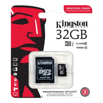 Kingston 32GB Micro SDHC Memóriakártya UHS-I Industrial Temp (90/45 Mb/S) + Adapter (SDCIT/32GB) - SDCIT_32GB