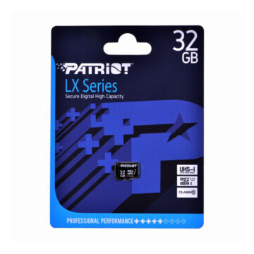 PSF32GMDC10 PATRIOT LX SERIES MICRO SDHC 32GB CL10 UHS-I U1 (80 MB/s olvasási sebesség)