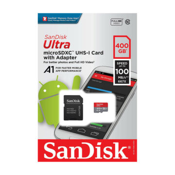 SDSQUAR-400G-GN6MA SanDisk Ultra 400GB Micro SDXC Memóriakártya Android A1 + Adapter