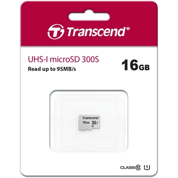 Transcend 16GB Micro SDHC Memóriakártya [95MB/S] USD300S TS16GUSD300S