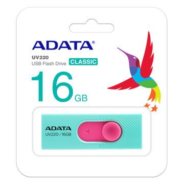 AUV220-16G-RGNPK ADATA UV220   PENDRIVE 16GB USB 2.0 Rózsaszín-Zöld
