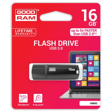 UMM3-0160K0R11 GOODRAM UMM3 PENDRIVE 16GB USB 3.0 Fekete