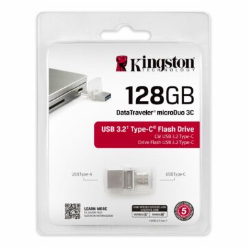 Kingston Dt Microduo 3C 128GB Pendrive - USB 3.0/3.1 + USB Type-C (DTDUO3C/128GB) - DTDUO3C_128GB