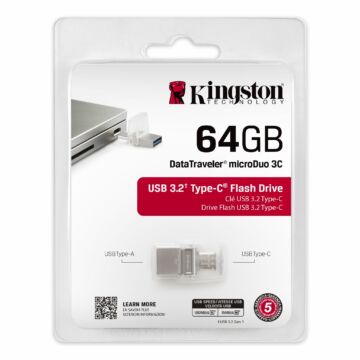 Kingston Dt Microduo 3C 64GB Pendrive - USB 3.0/3.1 + USB Type-C (DTDUO3C/64GB) - DTDUO3C_64GB