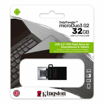 Kingston Dt Microduo OTG 32GB Pendrive USB 3.0 + Micro USB - Android Telefonokhoz, Tabletekhez (DTDUO3/32GB) - DTDUO3_32GB