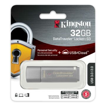 Kingston DataTraveler Locker+ G3 32GB Pendrive - Titkosított - USB 3.0 (DTLPG3/32GB) - DTLPG3_32GB