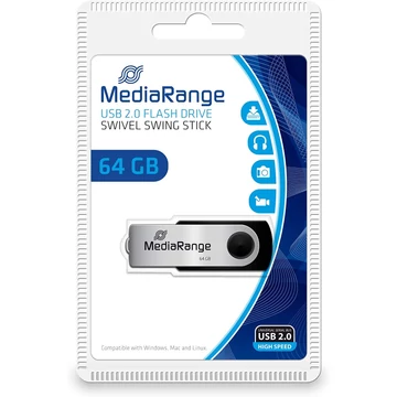 MediaRange MR912 pendrive 64GB USB 2.0 - fekete-ezüst