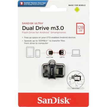 SanDisk Ultra Dual Drive M3.0 128GB Pendrive OTG - USB 3.0 + Micro USB - Android Telefonokhoz, Tabletekhez (SDDD3-128G-G46) - SDDD3_128G_G46
