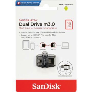 SanDisk Ultra Dual Drive M3.0 16GB Pendrive OTG - USB 3.0 + Micro USB - Android Telefonokhoz, Tabletekhez (SDDD3-016G-G46) - SDDD3_016G_G46
