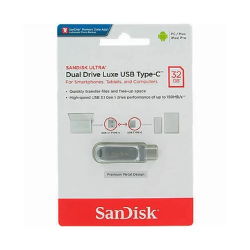 SanDisk Ultra Dual Drive Luxe pendrive 32GB USB Type-C és Type-A - ezüst