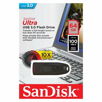 SanDisk Cruzer Ultra pendrive 64GB USB 3.0 - fekete (D2120)