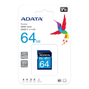 Adata 64GB SDXC Memóriakártya UHS-I Premier,Class 10 (ASDX64GUICL10-R) - ASDX64GUICL10_R
