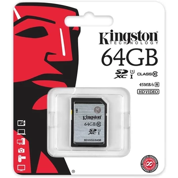 Kingston 64GB SDXC Memóriakártya UHS-I Class 10 (45 Mb/S) (SD10VG2/64GB) - SD10VG2_64GB