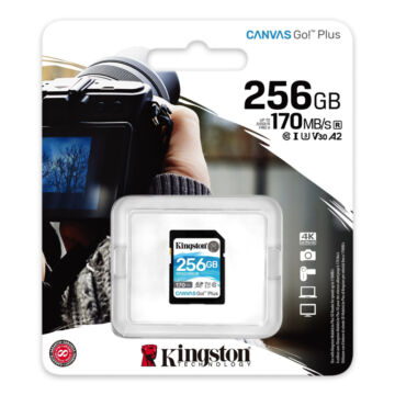 Kingston 256GB Canvas Go SDXC U3 V30 memóriakártya (170R/70W) SDG3/256GB