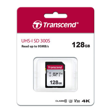 Transcend 128GB SDXC Memóriakártya [95MB/S] USD300S TS128GSDC300S