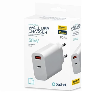 45481 PLATINET Fali töltő 30W USB,Type-C 2.4A   
