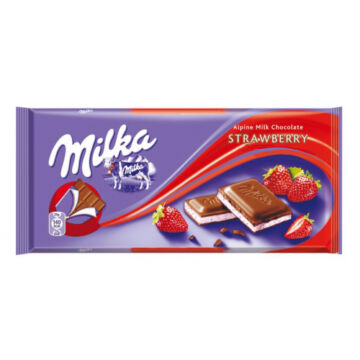 Milka Alpesi Tejcsokoládé Epres Ízesítéssel 100 g - VMILKS