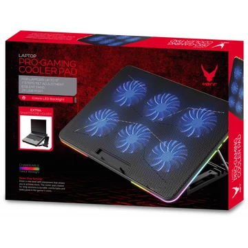 45577 VARR GAMING Hűtőpad 6 Ventilátorral [LED] Fekete