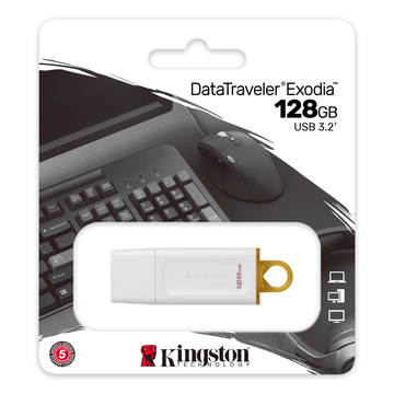 KINGSTON EXODIA DATA TRAVELER PENDRIVE 128GB USB 3.2 Gen1 Fehér