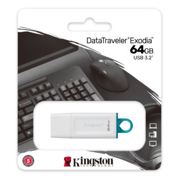 KINGSTON EXODIA DATA TRAVELER PENDRIVE 64GB USB 3.2 Gen1 Fehér