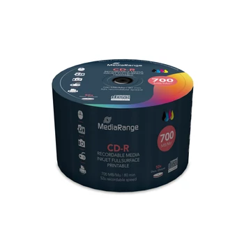 Mediarange CD-R 80min 52X Nyomtatható Felületű Lemez - Shrink (50)