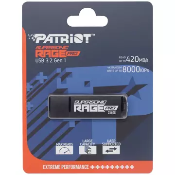 PEF256GRGPB32U PATRIOT SUPERSONIC RAGE PRO PENDRIVE 256GB USB 3.2 Fekete