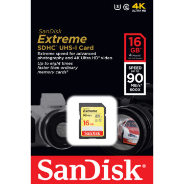 SanDisk Extreme 16GB SDHC Memóriakártya UHS-I U3 Class 10 (SDSDXNE-016G-GNCIN) - SDSDXNE_016G_GNCIN
