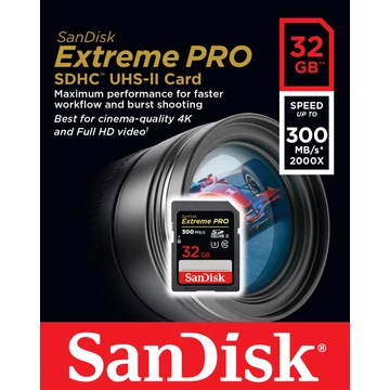SanDisk Extreme Pro 32GB SDHC Memóriakártya 4K UHS-I U3 Class 10 (280R/250W Mb/S) (SDSDXPK-032G-GN4IN) - SDSDXPK_032G_GN4IN