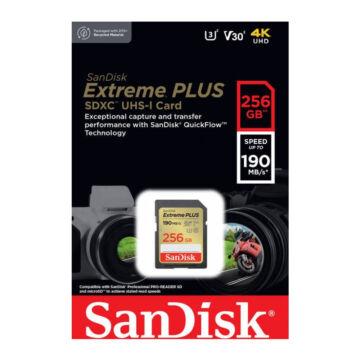 Sandisk Extreme Plus SDHC 256GB CL10 UHS-I U3 V30 (190 MB/s)