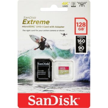 SDSQXA1-128G-GN6AA SanDisk Extreme 128GB micro SDXC [160/90 MBps] UHS-I U3 A2 ActionCam