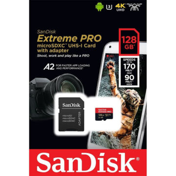 SanDisk Extreme Pro 128GB Micro SDXC [170/90 MBps] A2 U3 V30 SDSQXCY-128G-GN6MA