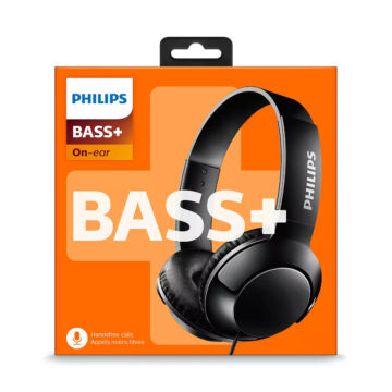 Philips BASS+ mikrofonos, vezetékes fejhallgató - fekete