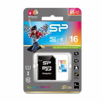 Silicon Power 16GB Micro SDHC Elite Uhs-1 Class 10 + Adapter - SP016GBSTHBU1V20SP