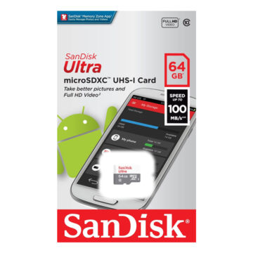 SDSQUNR-064G-GN3MN SANDISK Ultra 64GB microSDXC memóriakártya 100MB/s Class 10 UHS-I 