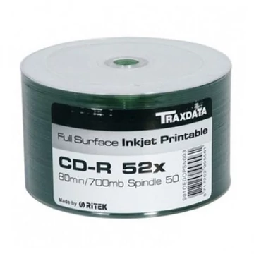 Traxdata CD-R 52X 700Mb Nyomtatható Felületű Lemez - Shrink (50) - 9010EDRPSN001