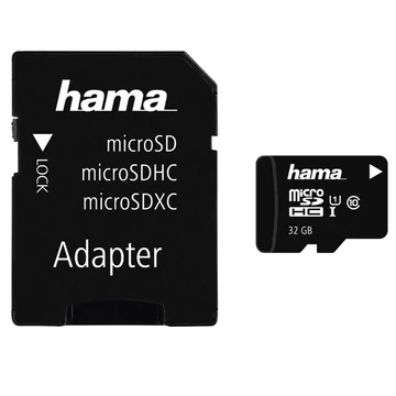 Hama micro SDHC 32GB memóriakártya Class 10 UHS-I + adapter (80 Mb/s)