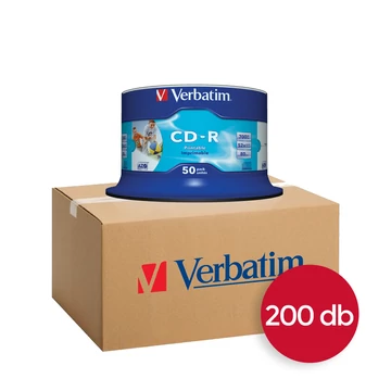 Verbatim CD-R 52X nyomtatható lemez 700MB - 200db (4x50)