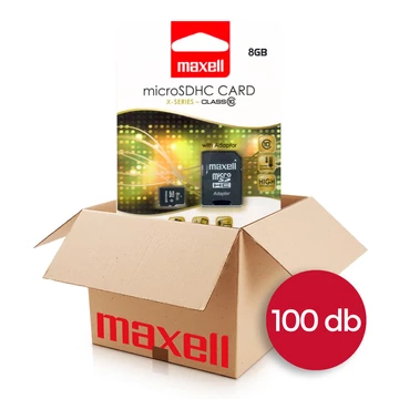 Maxell X-Series Micro SDHC memóriakártya adapterrel 8GB Class 10 50 MB/s - 100 db-os csomag