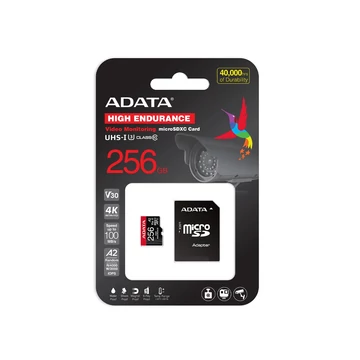 ADATA High Endurance micro SDXC memóriakártya adapterrel 256GB CL10 UHS-I U3 V30 A2 (100/85 MB/s)