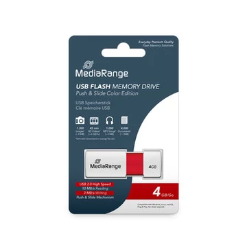 MediaRange Color Edition pendrive 4GB USB 2.0 - fehér/piros
