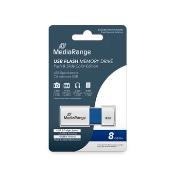 MediaRange Color Edition pendrive 8GB USB 2.0 - kék-fehér